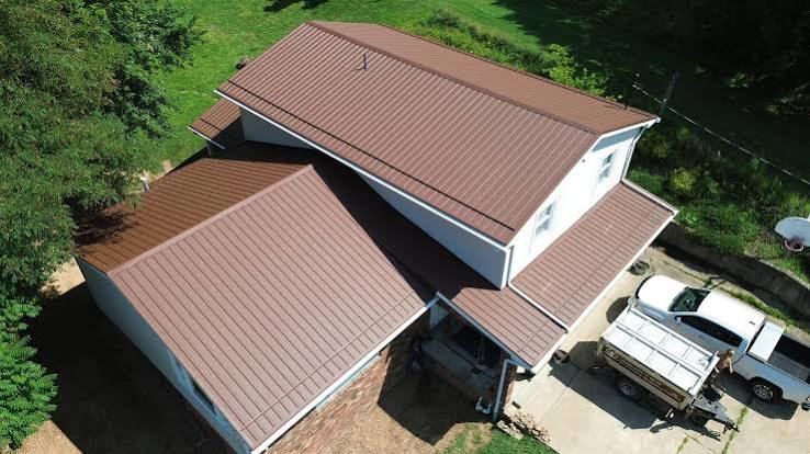 Dark bronze brown metal roof
